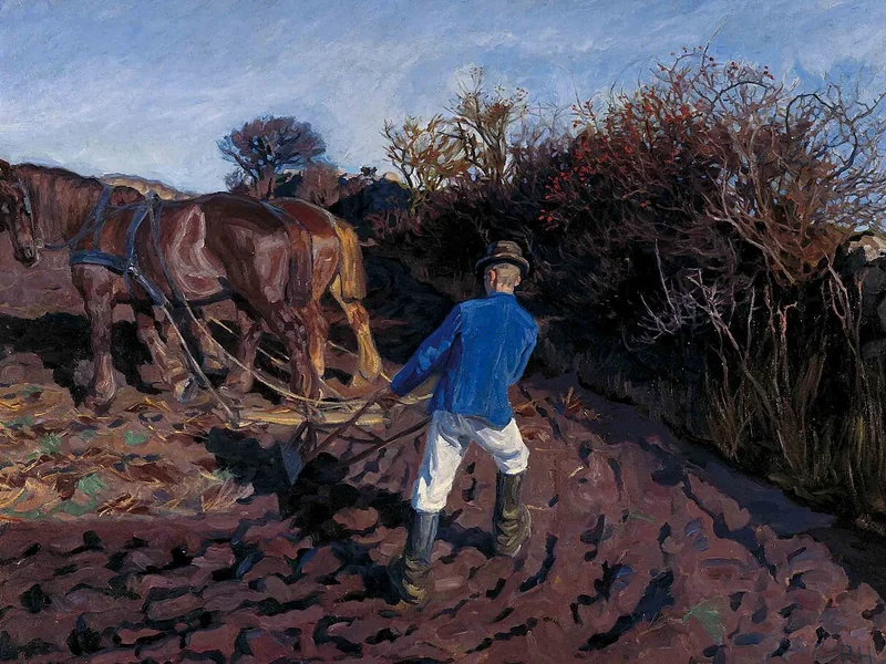 1868-Peter Marius Hansen - Pløjemanden vender, 1900-1902. 57, Faaborg Museum